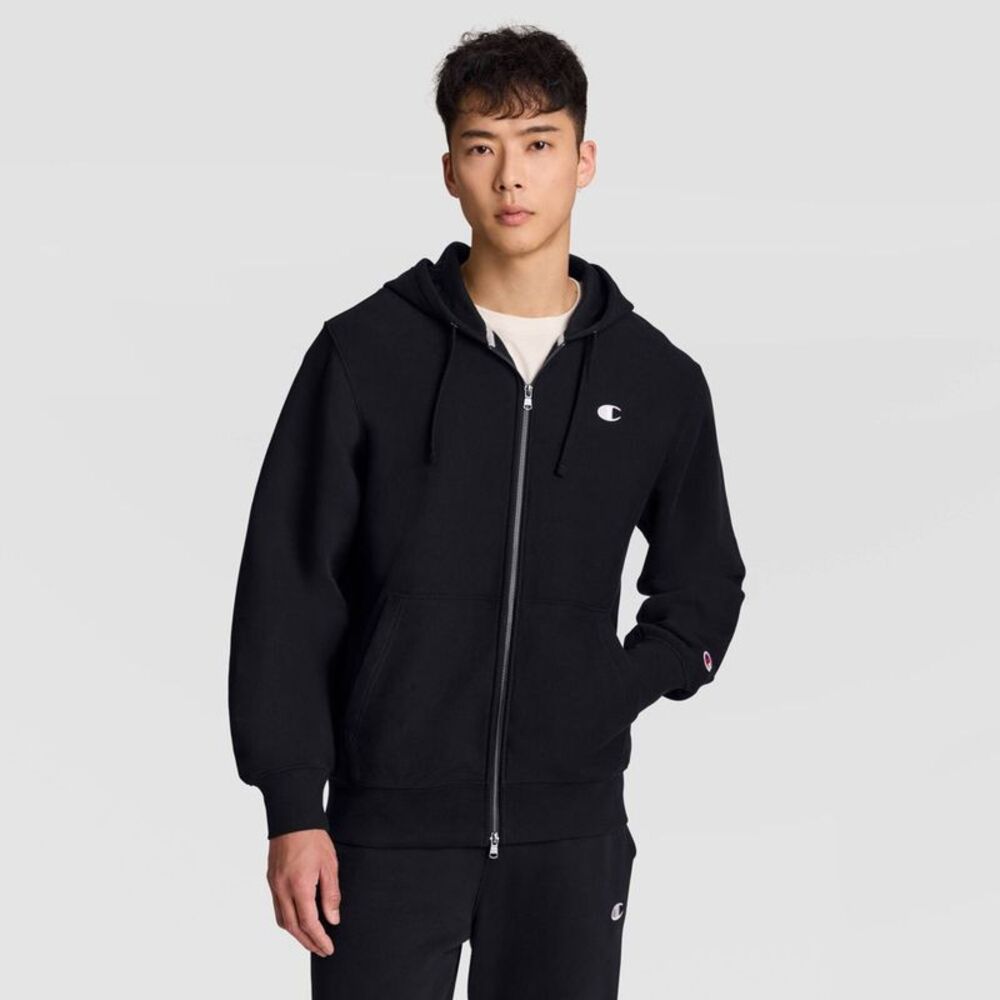 Champion Adult Sizing Embroidered Full Zip Fleece Hoodie Sweatshirt - Black S